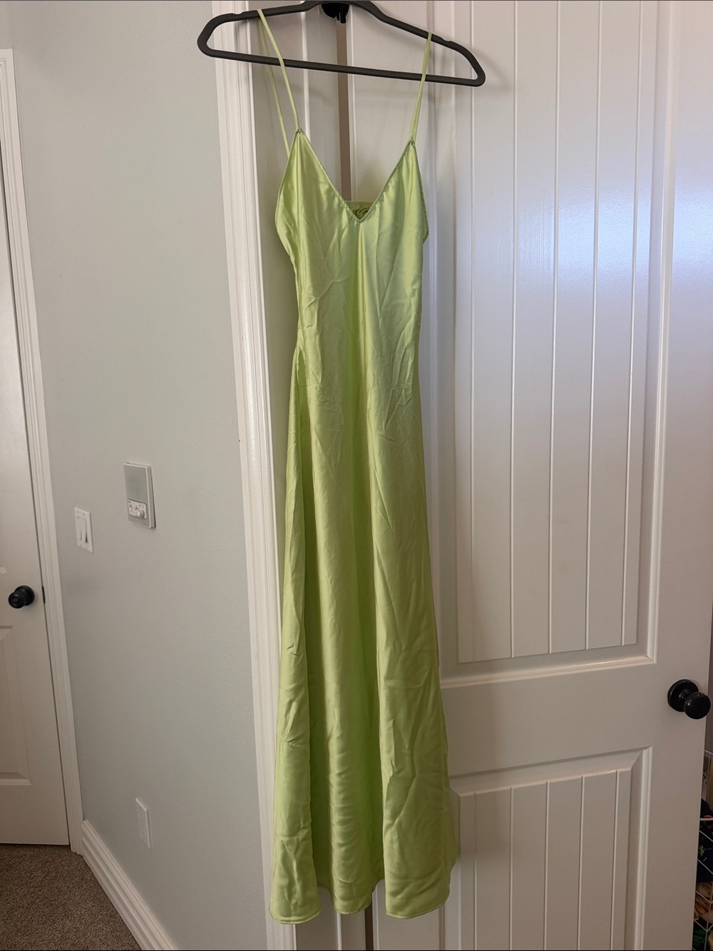 Zara Light Lime Slip Maxi Dress with Spaghetti Straps